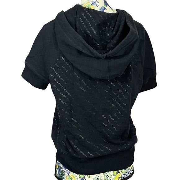 Bebe Sport Black Short Sleeve Zipper Hoodie - Picture 2 of 3